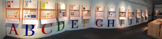 Panorama of a portion of the Alphabetilately exhibit, extended to October 15, 2015